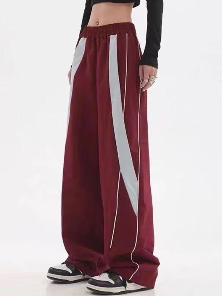

HOUZHOU Vintage Hip Hop Women Sweatpants Harajuku Wide Leg Joggers Streetwear Y2k Oversized Aesthetic Casual Female Trousers
