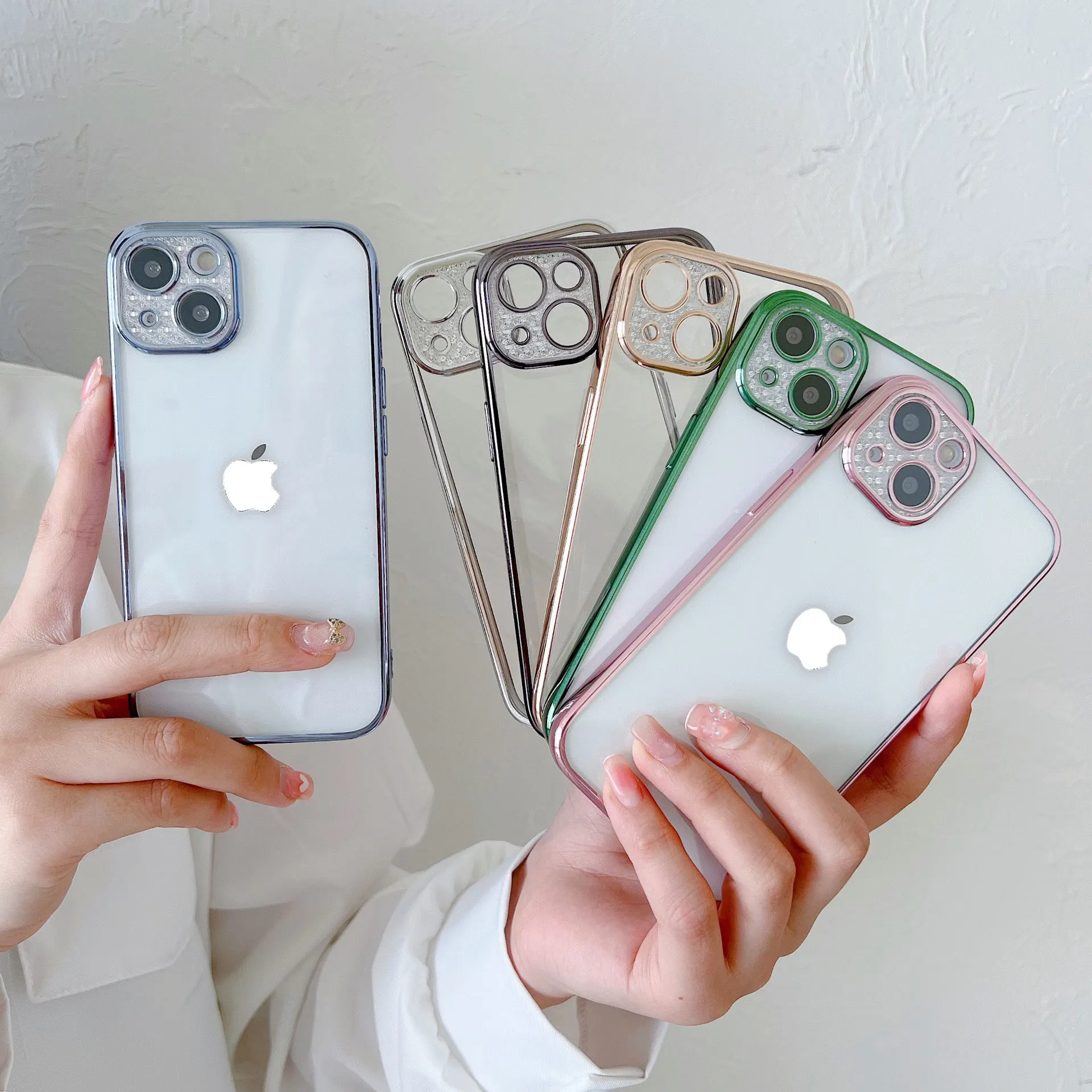 

for iphone13 Star Diamond lens film phone case 12 pro max luxury Rhinestone electroplating all inclusive soft Transparent case