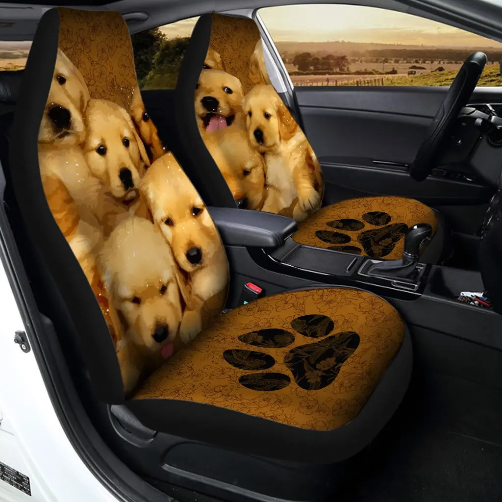 

Golden Retriever Car Seat Covers Custom Puppies Dog Car Accessories Gifts Idea,Pack of 2 Universal Front Seat Protective Cover
