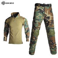 han wild military suit uniform with knee and elbow pads outdoor clothes tactical ghillie suit camouflage hunting clothes men