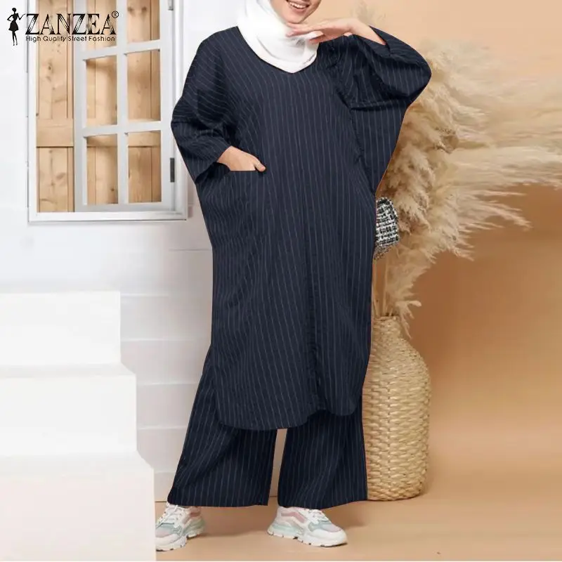 ZANZEA размера плюс мусульманские подходящие комплекты 2 шт. женские с длинным