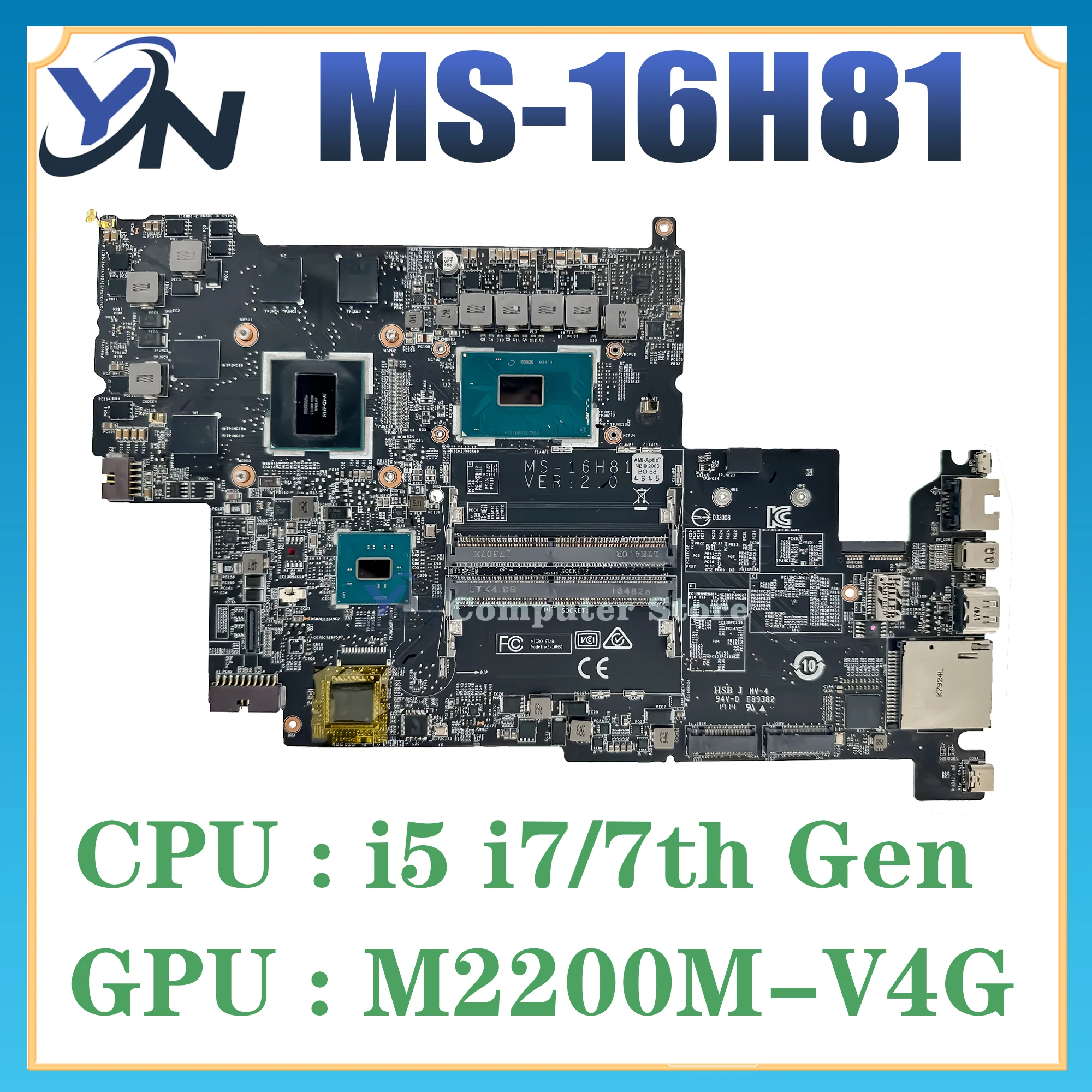 

Материнская плата для MSI WS60 MS-16H81 MS-16H8, материнская плата для ноутбука E3-1505M i5 i7 7-го поколения V4G DDR4 100% TEST OK