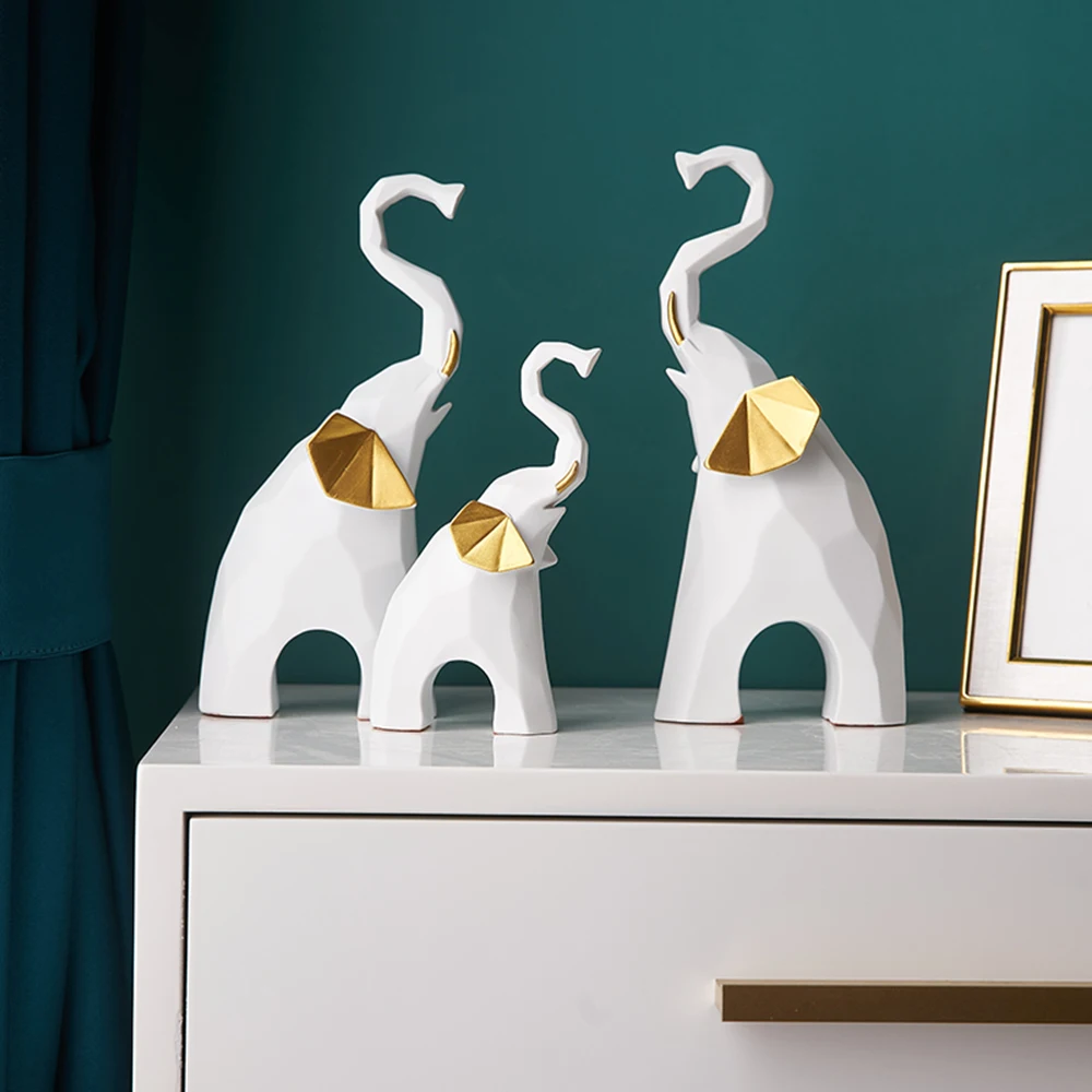 

Modern Geometric Style Elephant Statue Home Animal Statue Resin Sculpture Home Decoration Home Living Room Christmas Decoration