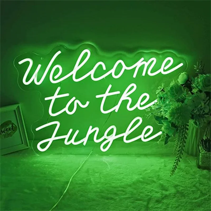 

Welcome To The Jungle Neon Sign LED Light For Entryway Front Porch Bedroom Home Party Wedding Mudroom Wall Decor Gift