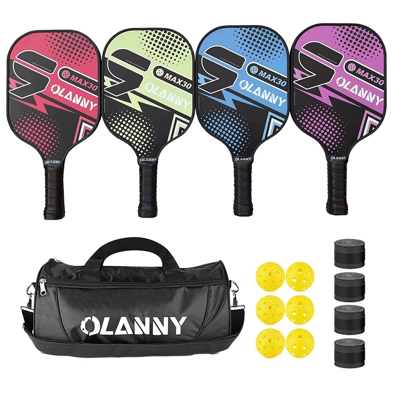 

New-Pickleball Paddles Set Pickleball Racket Graphite Polymer Honeycomb Core Lightweight Paddle Include 4 Paddles+6Ball+1Bag
