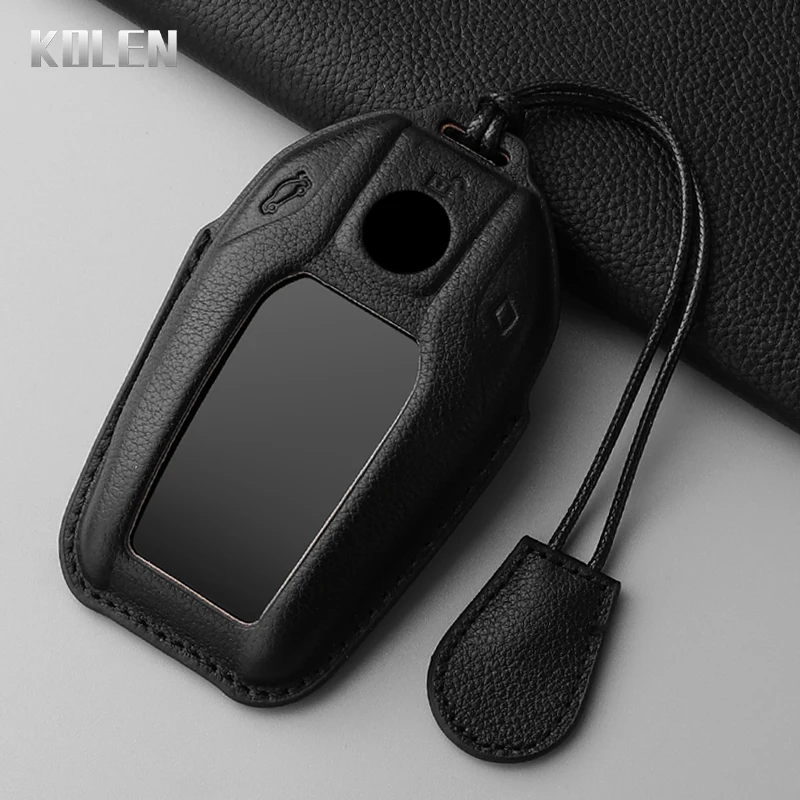 

Кожаный Автомобильный светодиодный дисплей Dermis, оболочка для ключей, оболочка для BMW 5, 7 серии, X3, X4, X5, X7, G30, G31, G11, G12, G01, GT, G32, i8, аксессуары Fob