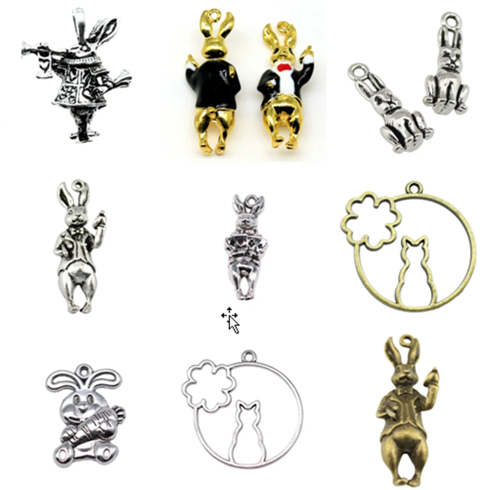 3D эмалированный Кролик с часами подвески ювелирные изделия сделай сам Подвески