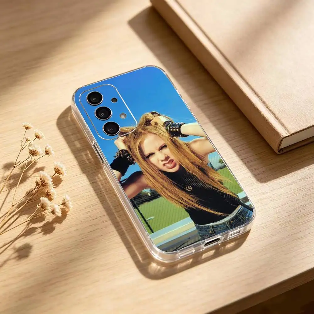 Фото Ретро-рок мерч Аврил Лавин Прозрачный чехол для телефона Samsung S25 S24 S23 S22 S21 S20 Ultra Plus FE Lite Note №2