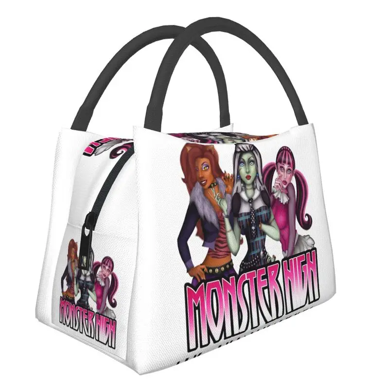

Custom Draculaura Monster High Lunch Bag Women Cooler Warm Insulated Lunch Box for Office Travel Fruit Fresh Storage Bag