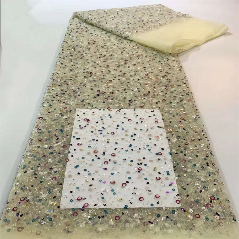 

Африканские блестки, тюлевые кружева, ткань высокого качества 2023, вышивка бисером, французское нигерийское Тюлевое кружево, ткань, свадебные платья ZX2502