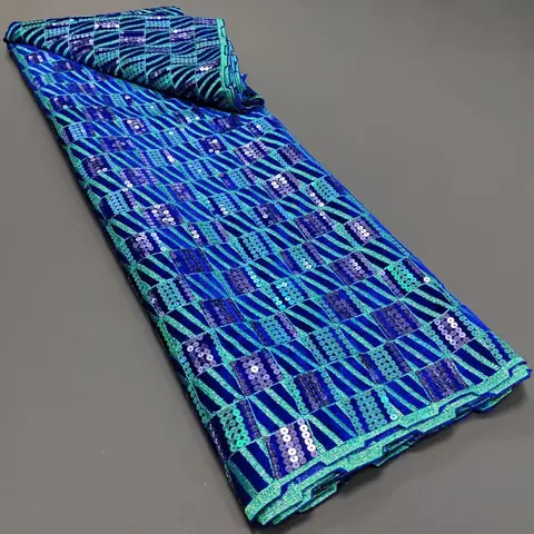 Бархатная кружевная ткань bluie с 3D блестками 2023 высокое качество 5 ярдов нигерийская Тюль сетчатая ткань стандартный материал для шитья платья YYZ792