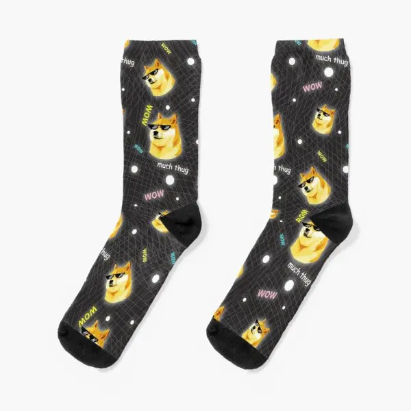 

Doge Wow Such Thug Pattern Kekistani Dog Crew Socks Cute Breathable Cartoon Unisex Funny Pattern Winter Mens Short Autumn