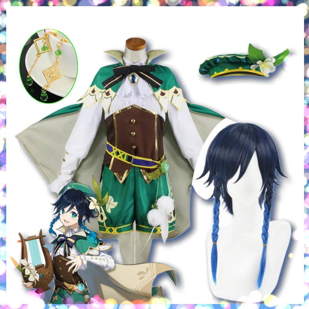 

Game Genshin Impact Venti Cosplay Costume Anime Clothes For Women Man Halloween Costumes For Female Male Disfraces Genshin