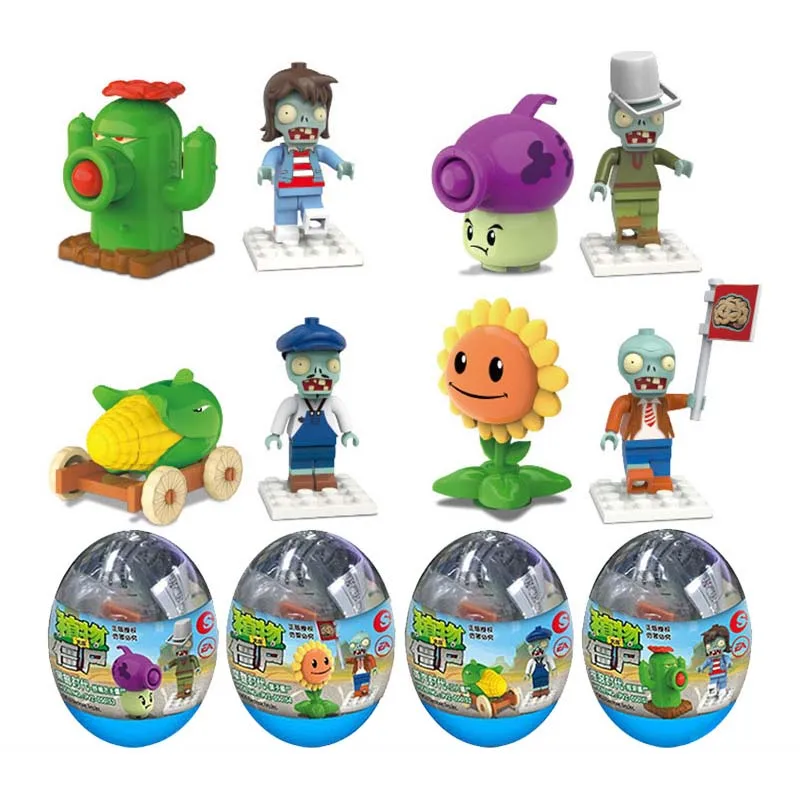 

1PCS Anime Plants VS Zombies Building Blocks Toys Third Generation PVZ Gashapon 8CM Gacha for Kids Gift