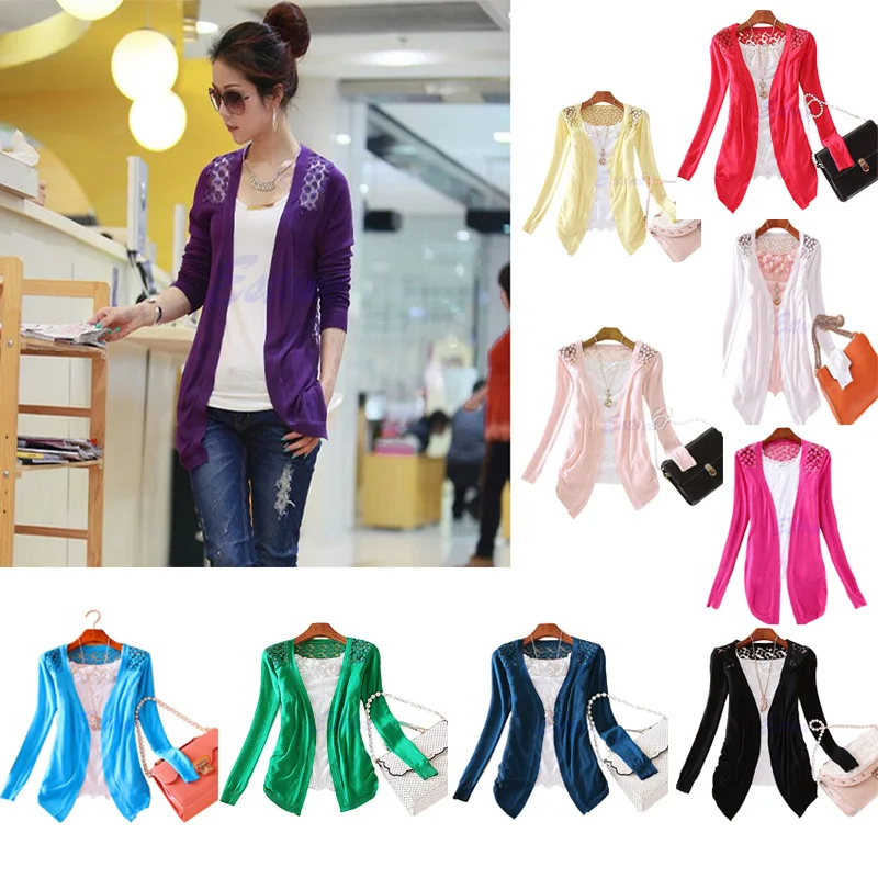 

Hot Women Sweet Lace Candy Crochet Knit Blouse Top Coat Cardigan Shirt Sweater