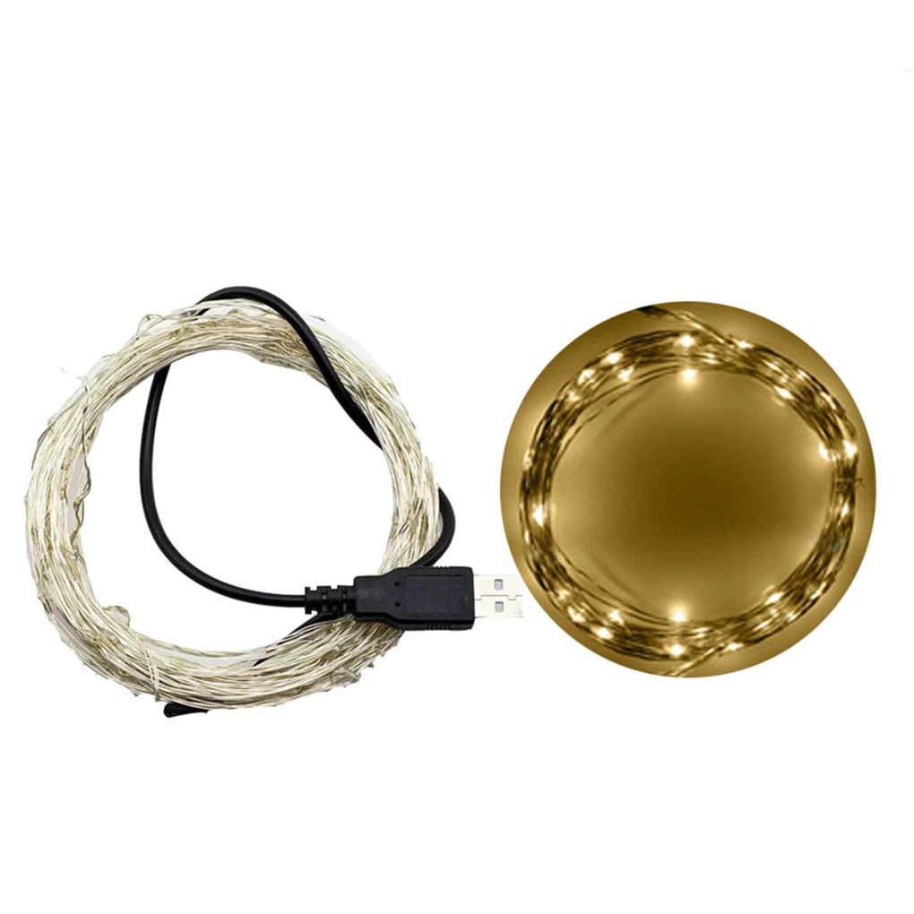 

5M 50leds USB Charge Waterproof Silver Wire String Lights 5V for Home Wedding Decoration