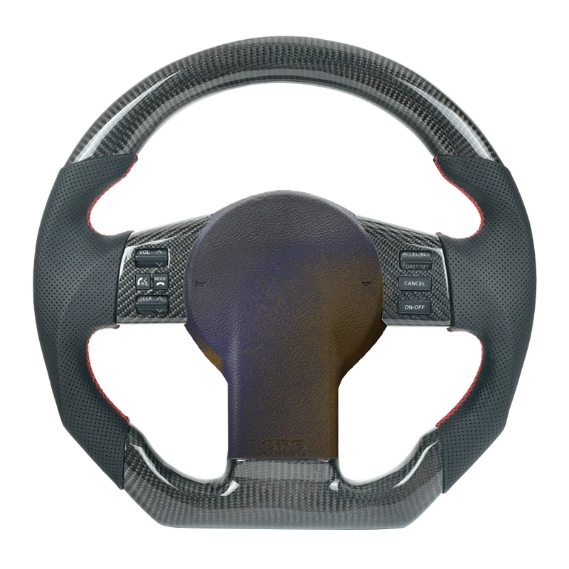 

100% натуральное углеродное волокно Автомобильное рулевое колесо с кожей для Nissan 350Z Nissan Juke Nismo Infiniti FX35 FX45