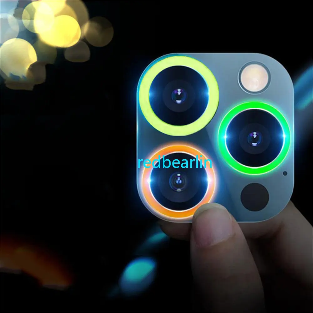 50set Luminous Glowing Camera Lens Glass Film Cover Cap Sticker For IPhone 11 11 Pro 12 12 Pro max 13 14 Plus Pro max Back Cover