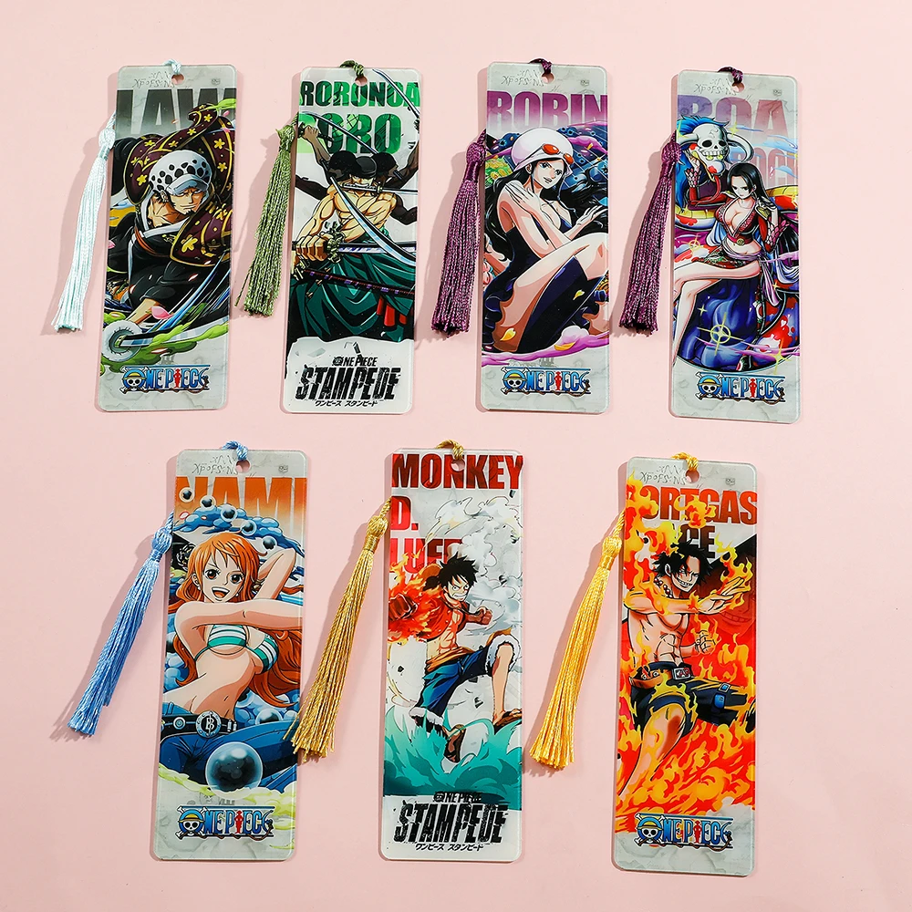 Акриловые закладки в стиле аниме One Piece с кисточкой Luffy Uta Shanks золотые книжные