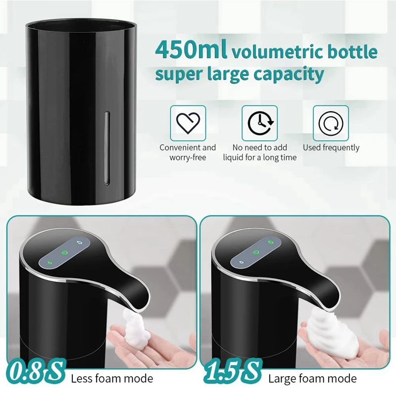 Foam Soap Dispenser Automatic - Touchless USB Rechargeable Electric 450ML Black |