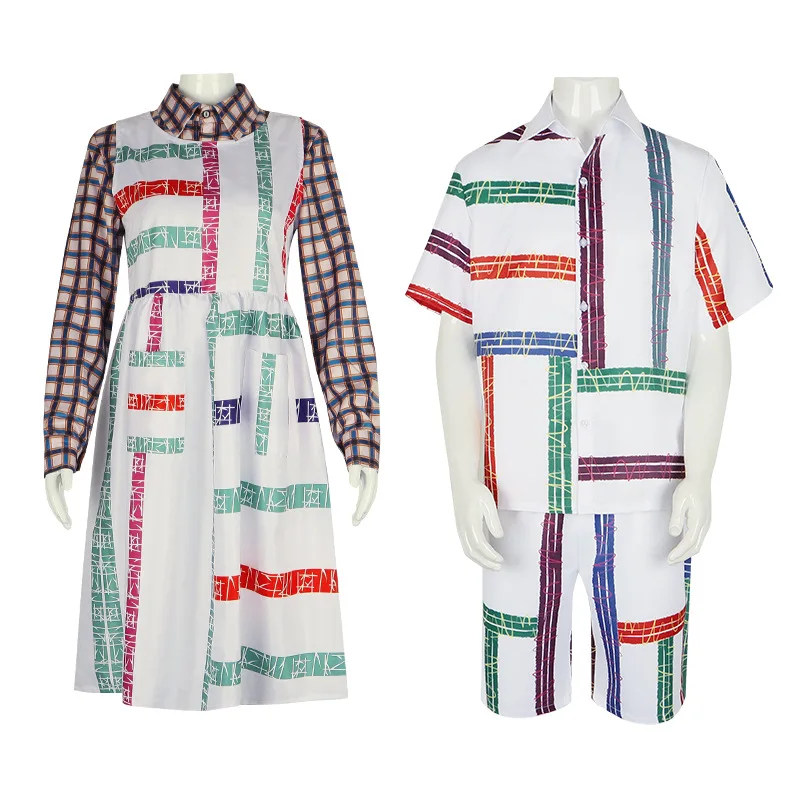 

Stranger Things season 4 Eleven Cosplay Costumes Summer Wear Striped Shirt Beach Shorts Daily Dress Plaid Long Sleeve Halloween