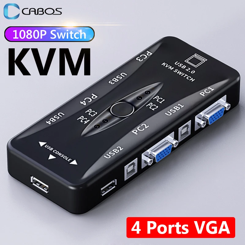 4 port/2 port 1080P KVM anahtar ayırıcı USB VGA yazıcı USB2.0 dönüştürücü fare klavye yazıcı ekran PC kablosu anahtarı