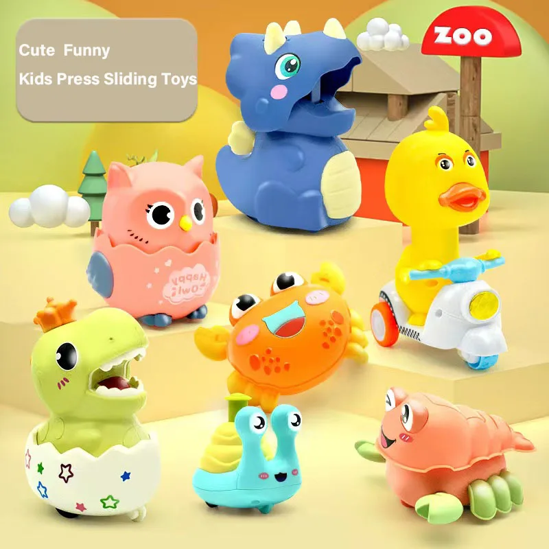 

Cute Duck Press Toy Cartoon Animal Press Back Inertial Slide Toys 360 degree rotation owl Press Mechanical Sliding Funny Toys