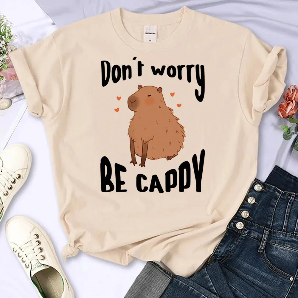 

Capybara t-shirts women Y2K anime harajuku Tee girl Japanese comic clothing