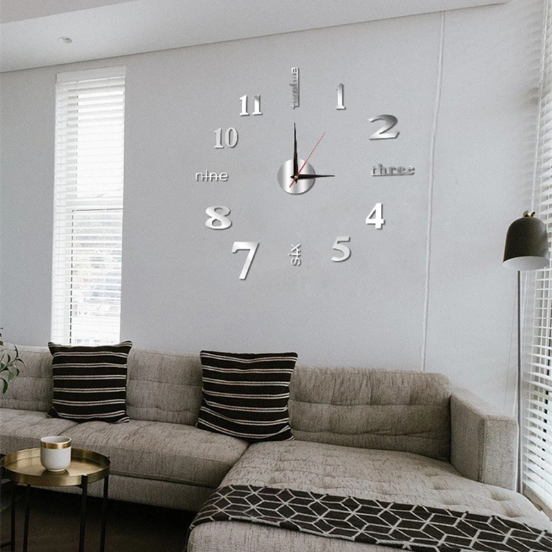 Творческие ручной работы беззвучные настенные часы DIY стереоцифровой гостиная спальня стикер европейского стиля.