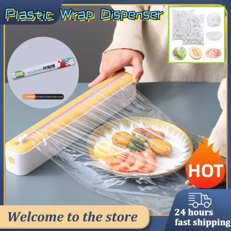 

Film Dispenser 36*7*5cm Kitchen Tools Fresh Food Elastic Buckle Adjustable Length Kitchen Storage Kitchen Plastic Wrap Cutter