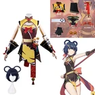 Аниме Genshin Impact Liyue Xiang Ling костюмы для косплея платье голова шеф-повара значок пояс перчатки Хэллоуин женский парик полный комплект одежды