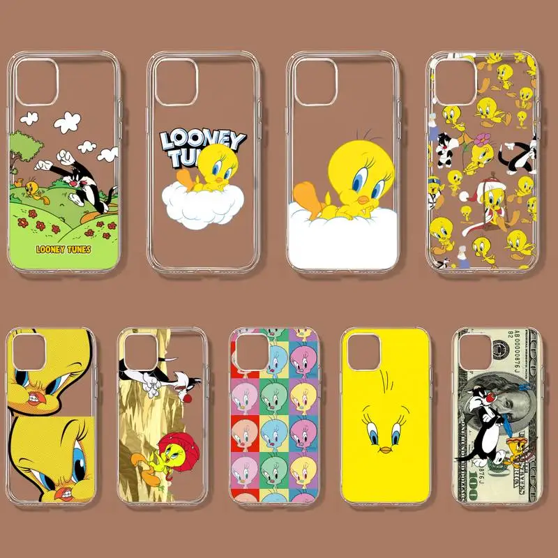 

Tweetys Cartoon Bird Phone Case For iPhone 11 12 Mini 13 14 Pro XS Max X 8 7 6s Plus 5 SE XR Transparent Shell