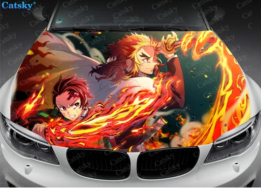 

Ghost Killing Blade Demon Slayer Anime Car Floor Mats,Car hood wrap lion decal, bonnet vinyl sticker, full color graphic