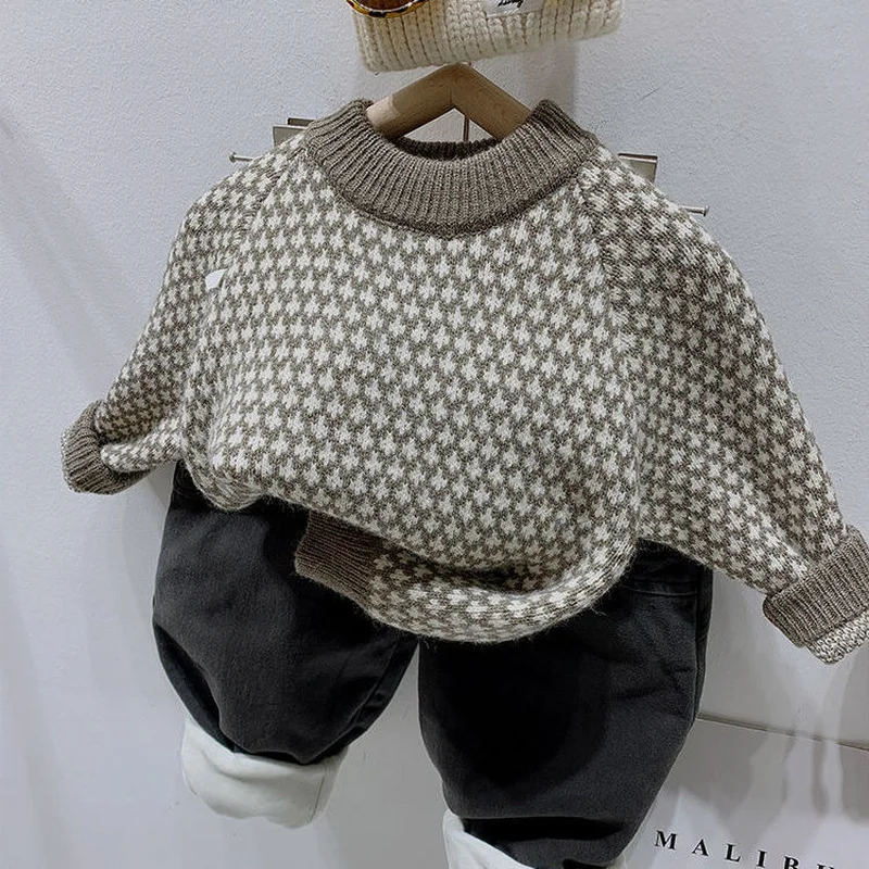 

Свитер детский вязаный утепленный, на весну/Осень/зиму, на возраст 1-8 лет