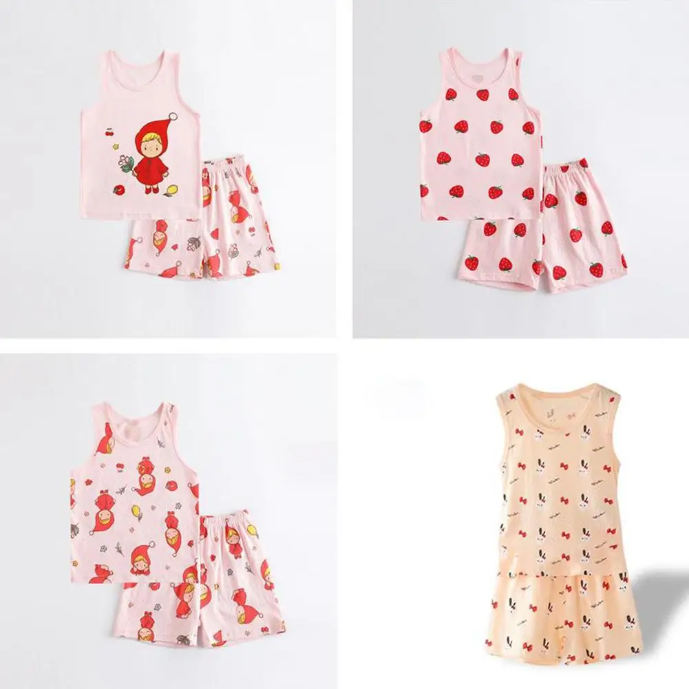 

2 шт./компл., детский хлопковый комплект из топа и брюк, без рукавов