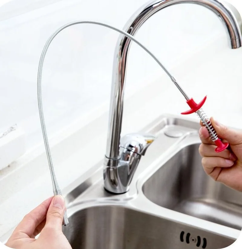 

60cm Spring Pipe Dredging Tools, Drain Snake, Drain Cleaner Sticks Clog Remover Cleaning Household for KitchenBending Sink Tool