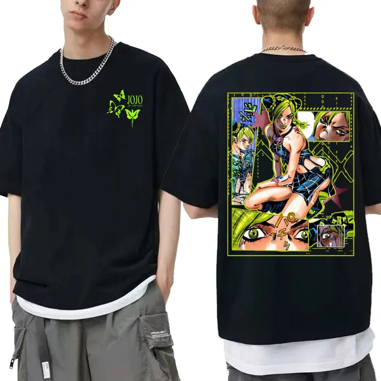 

Anime JoJo Bizarre Adventure Stone Ocean Jolyne Cujoh Short Sleeve T Shirt Men Manga Harajuku T-shirt Man Loose Tshirt Mens Tops