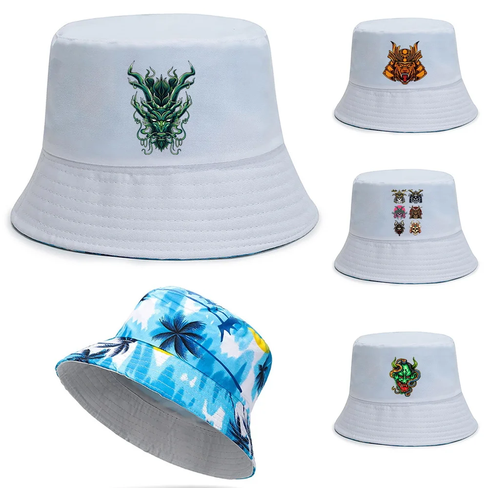 

Summer Bucket Hats Foldable Fisherman Hat Woman Soft Beach Sun Fisherman Cap Man Fashion Monster Print Soild Panama Bucket Hat