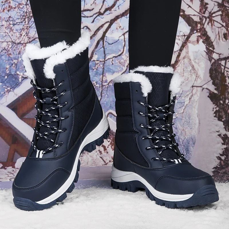 Ankle Boots for Women Winter Shoes Keep Warm Waterproof Snow Boots Ladies Lace-up Plus Size 42 Boots Chaussures Femme