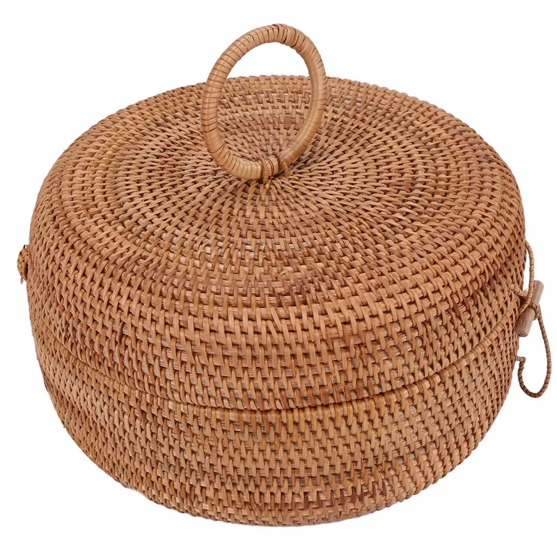 

Осенняя плетеная корзина для фруктов из ротанга, круглые органайзеры, коробка для сухих фруктов, конфет, закусок, десертов, контейнер для хр...