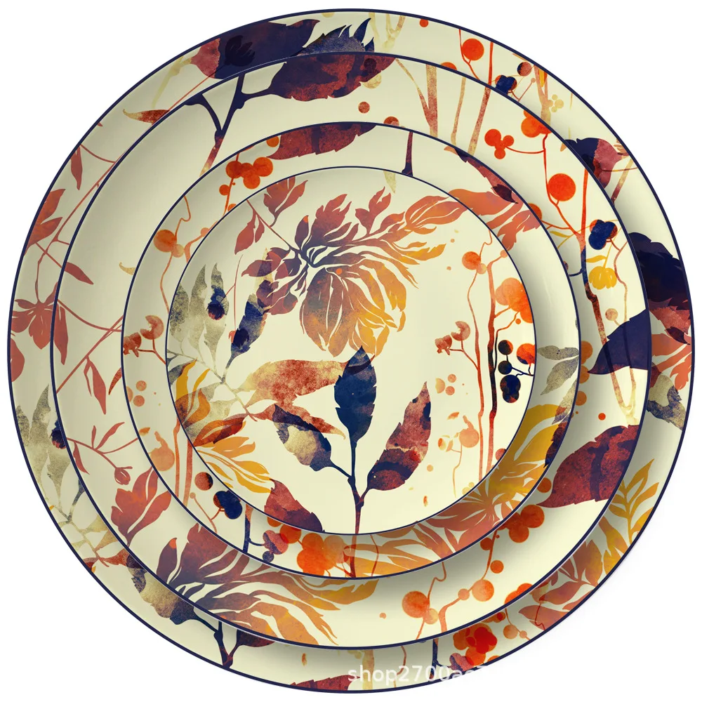

Creative plant color mosaic ceramic plate hand-painted steak plate hotel restaurant wedding banquet theme plate