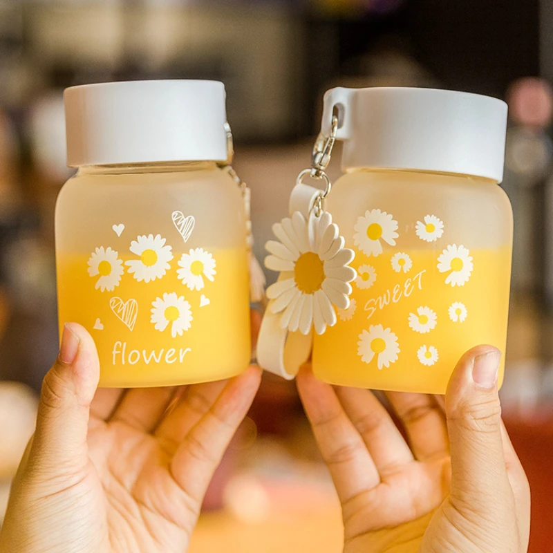 Дорожная стеклянная кружка бутылка для холодной воды с веревкой портативная