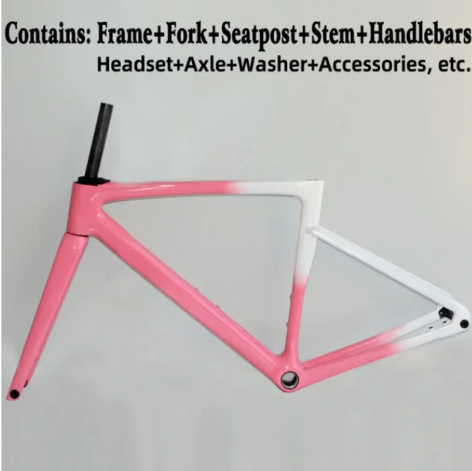 

Lady style bike frame in carbon pink white bicycle carbon frame ud glossy taiwan UCI racing bike frameset bsa 44 49 52 54 56 58
