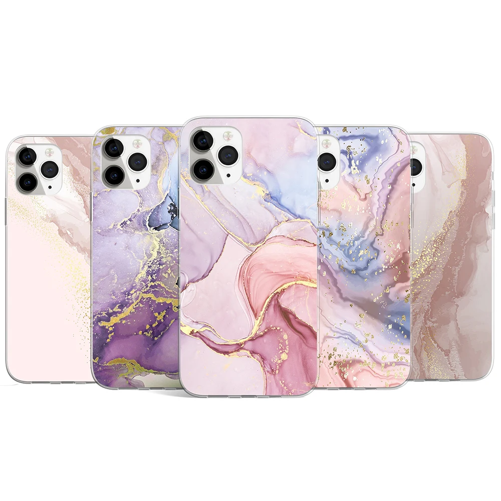 

Marble Purple Phone Case For Huawei P30 P20 Pro P40 Mate 20 Lite P Smart Y5 Y6 Y7 Y9 Prime Transparent Cover