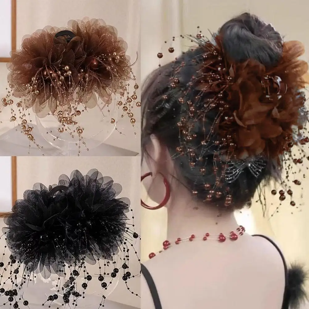 Заколка с бахромой из бисера и перьев 11 см заколка пиона новинка 2024 года для волос