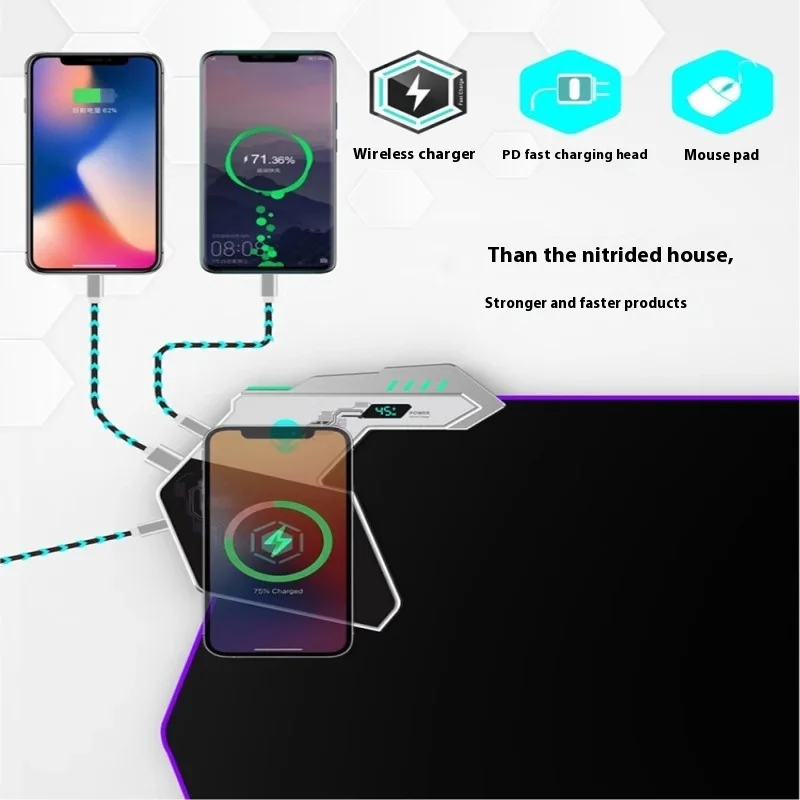 Коврик для мыши Alienware с беспроводной зарядкой настольный коврик Rgb-подсветкой 45