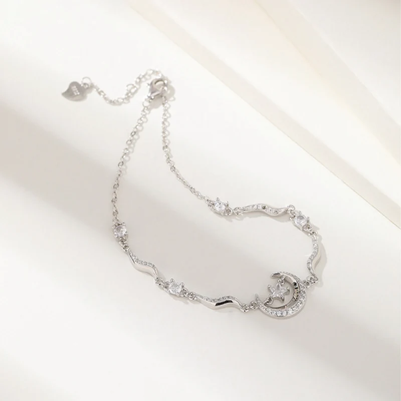 

Star Moon s925 Bracelet Girl Vintage Unique Design Simple Boudoir Hand Fine Jewelry To Send Girlfriend Gift