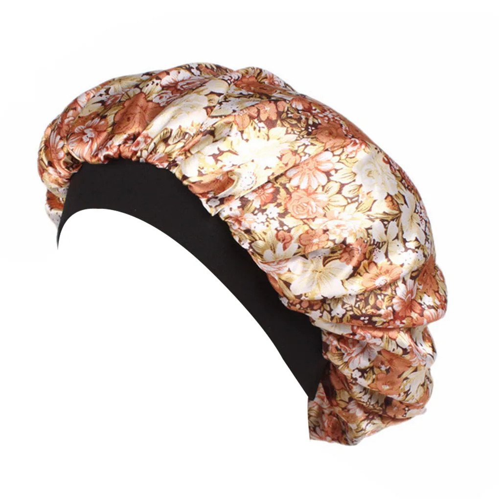 

Unisex Adults Satin Nightcap Wide-Brimmed Floral Men Women Sleeping Cap Keep Hair Fresh And Charming For Spring Autumn Winter