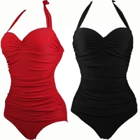 bodysuits sexy women with chest pad without steel support shirred sleeveless summer plus size femme bikini swimsuit solid