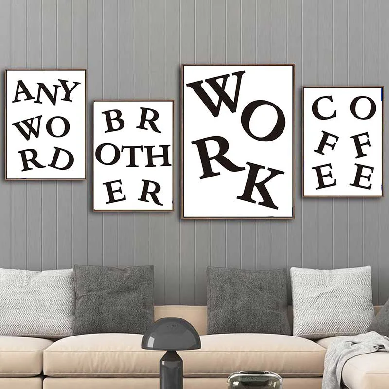 

Canvas Printings Letter Unframed American Style Paintings Minimalist Black and White Abstract Wall Art Poster